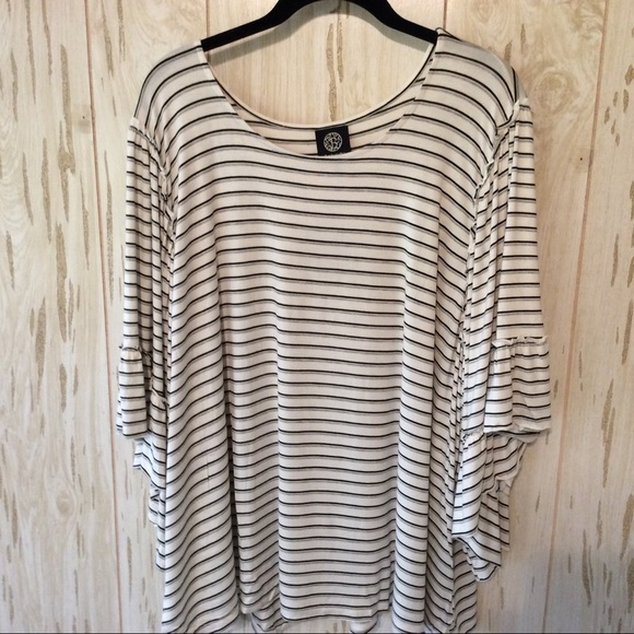 Bobeau Tops - 🎈HOST PICK 🎈 Bobeau Stripe Flounce Sleeve Tee 3X